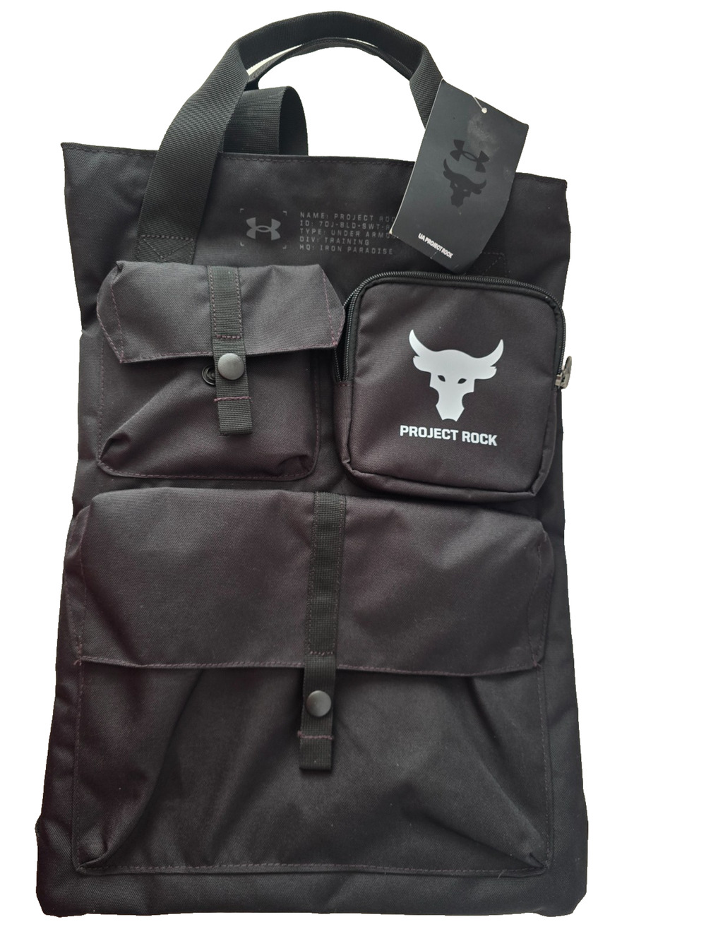 Under Armour x Project Rock Gym Sack Backpack Bag Black 19L UA Storm 1381925 New
